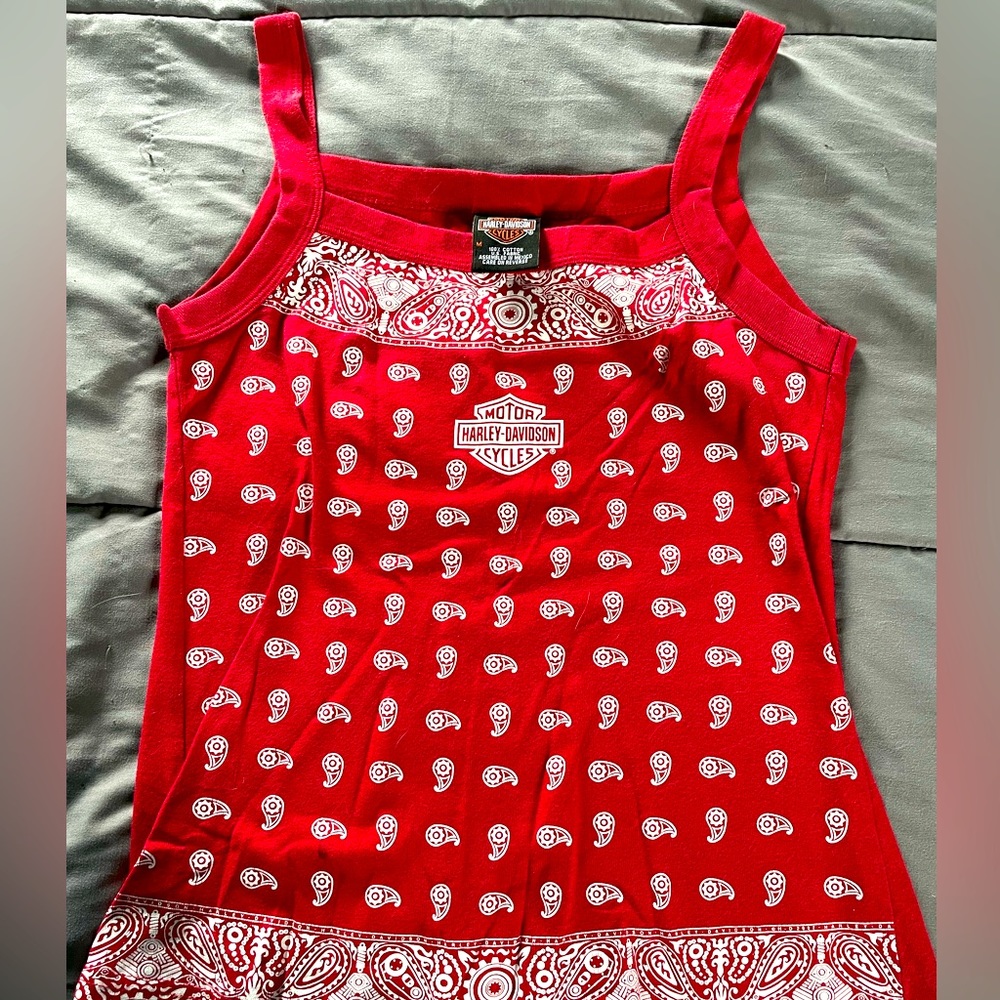 Harley-Davidson Red Bandana Print Women's Top
